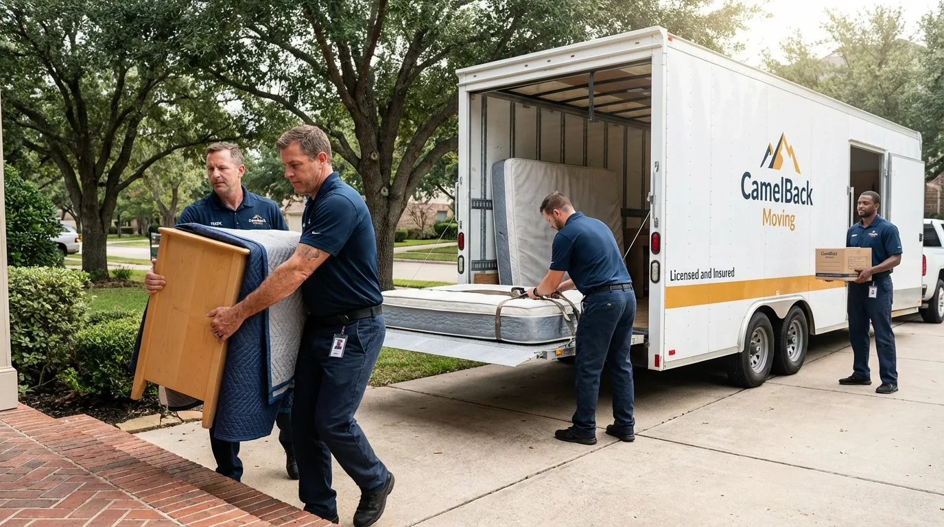 Crew loading residential truck for cross-state move from Perrysburg, OH