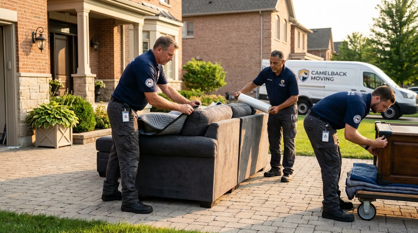 Large estate moving crew wrapping furniture in Perrysburg, OH